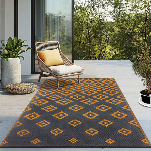 Bettina Charcoal Grey and Yellow Ochre Outdoor Rug