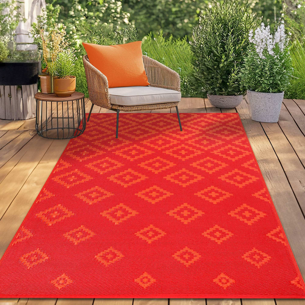 Bettina Red and Orange Outdoor Rug
