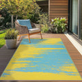 Liza Aqua Blue and Yellow Outdoor Rug