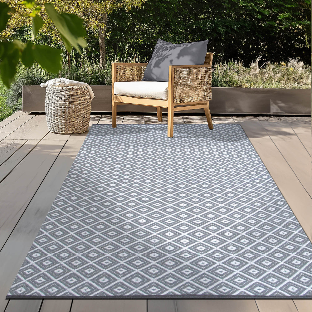 Arabian Nights Grey and White Outdoor Rug