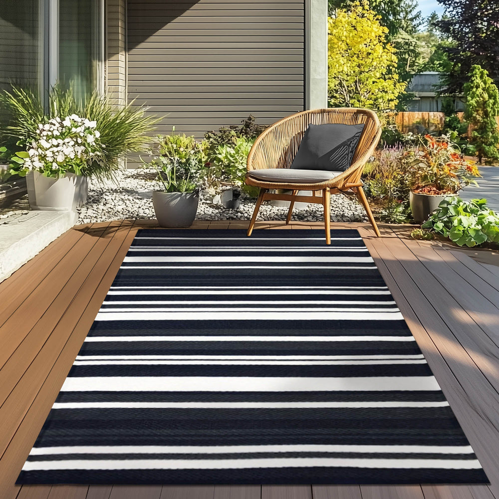 Broadway Dark Blue and Grey Outdoor Rug