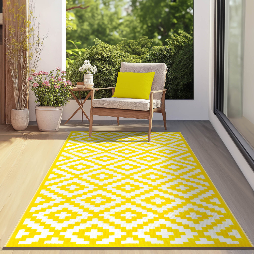 Nirvana Yellow and White Outdoor Rug