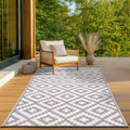 Nirvana Taupe and White Outdoor Rug