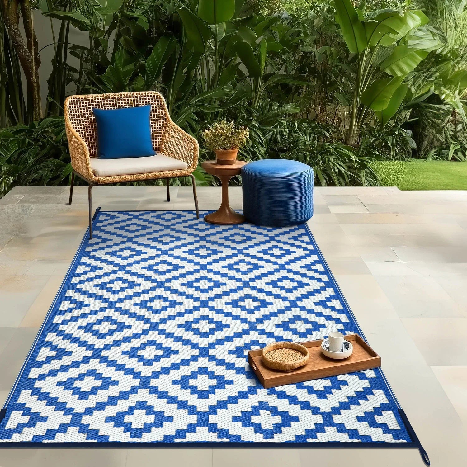 Bliss Regatta Blue and White Camping Rug
