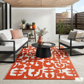 Abstra Coral Red and White Outdoor Rug