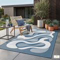 Vistara Stone Blue and White Outdoor Rug