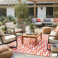 Morbia Rust Red and White Outdoor Rug