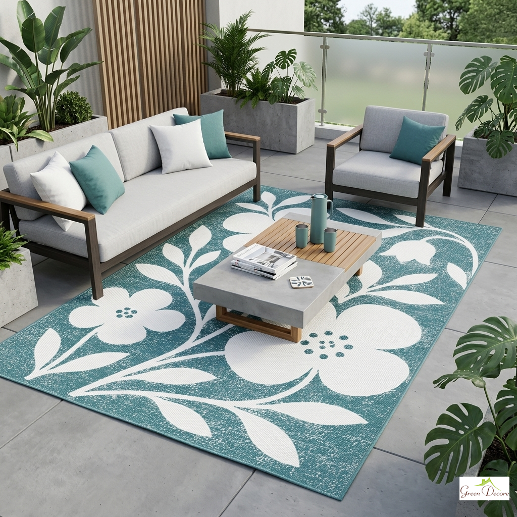 Opal Stone Blue and White Outdoor Rug