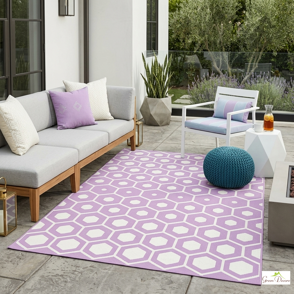 Grida Lavender and White Outdoor Rug