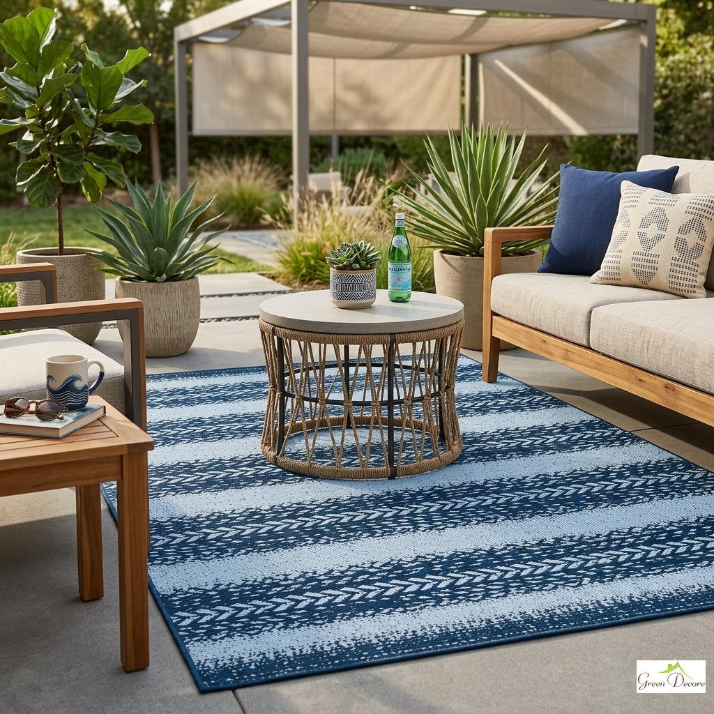 Boldora Granite Blue and Powder Blue Outdoor Rug