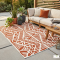 Rustara Burnt Orange and White Outdoor Rug