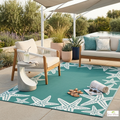 Aurelia Teal and White Outdoor Rug