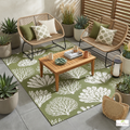 Maris Green and White Outdoor Rug