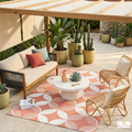 Fracta Peach and White Outdoor Rug
