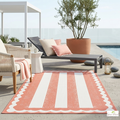 Linea Coral and White Outdoor Rug