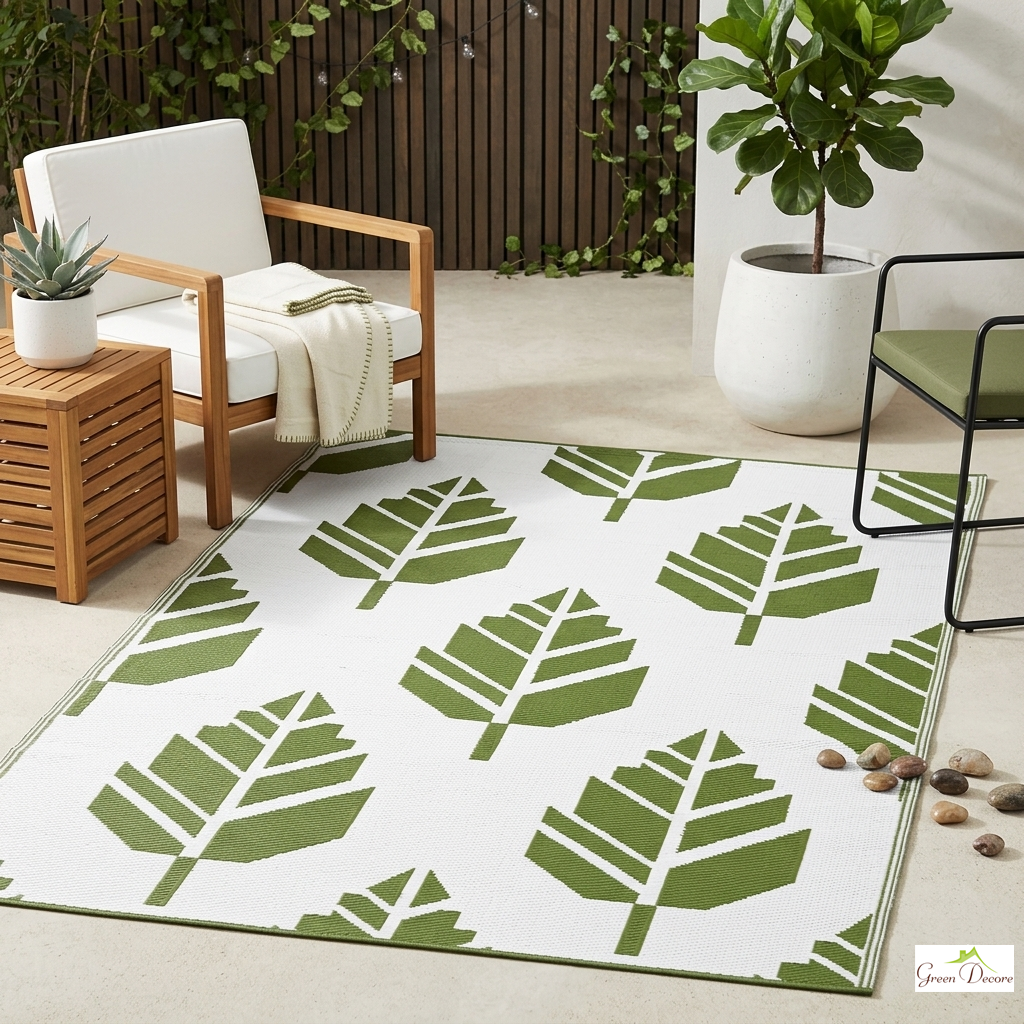 Mintara Green and White Outdoor Rug