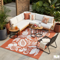 Frubelle Rust Red and White Outdoor Rug