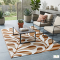Sylva Burnt Orange and White Outdoor Rug