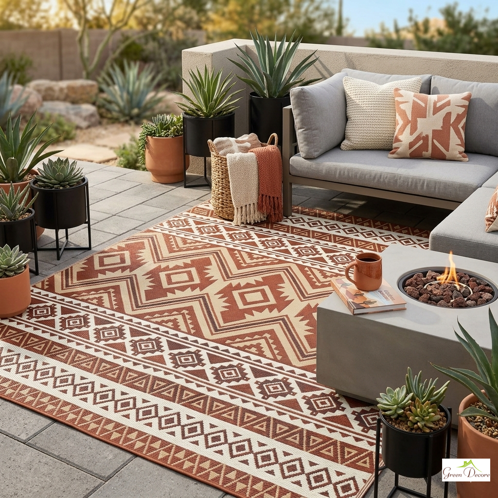Sahaja Brown and White Outdoor Rug