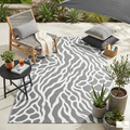 Zyra Grey and White Outdoor Rug