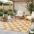 Shella Ochre and White Outdoor Rug