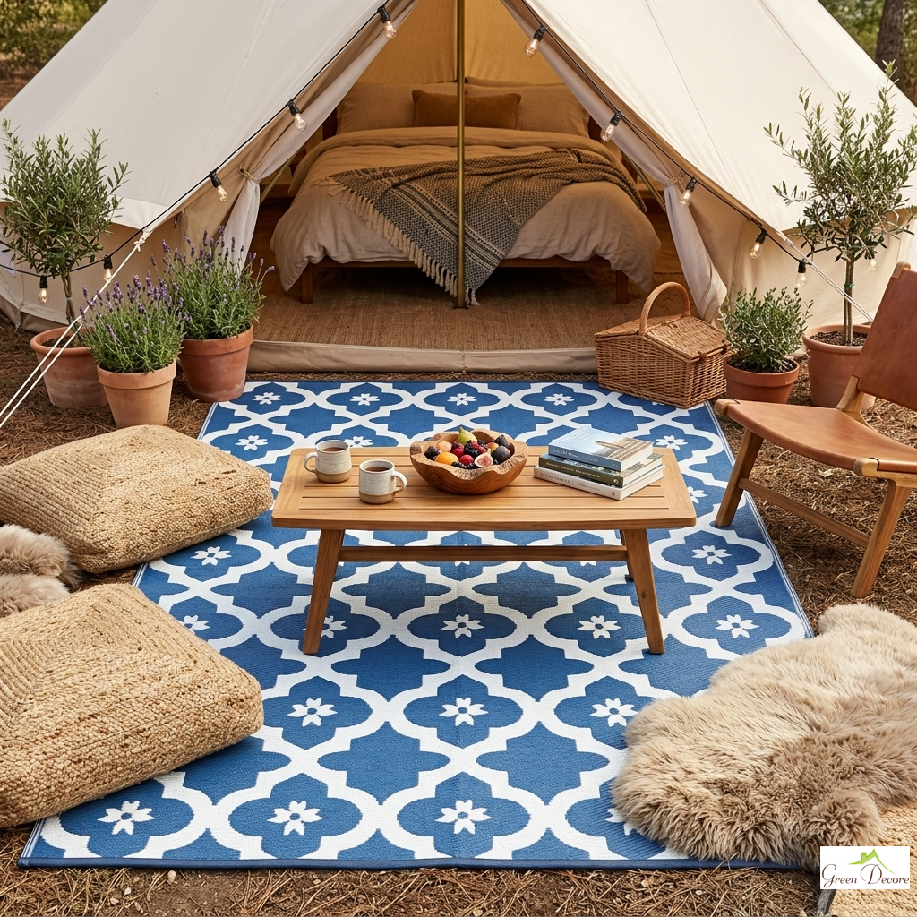 Nomara Blue and White Outdoor Rug