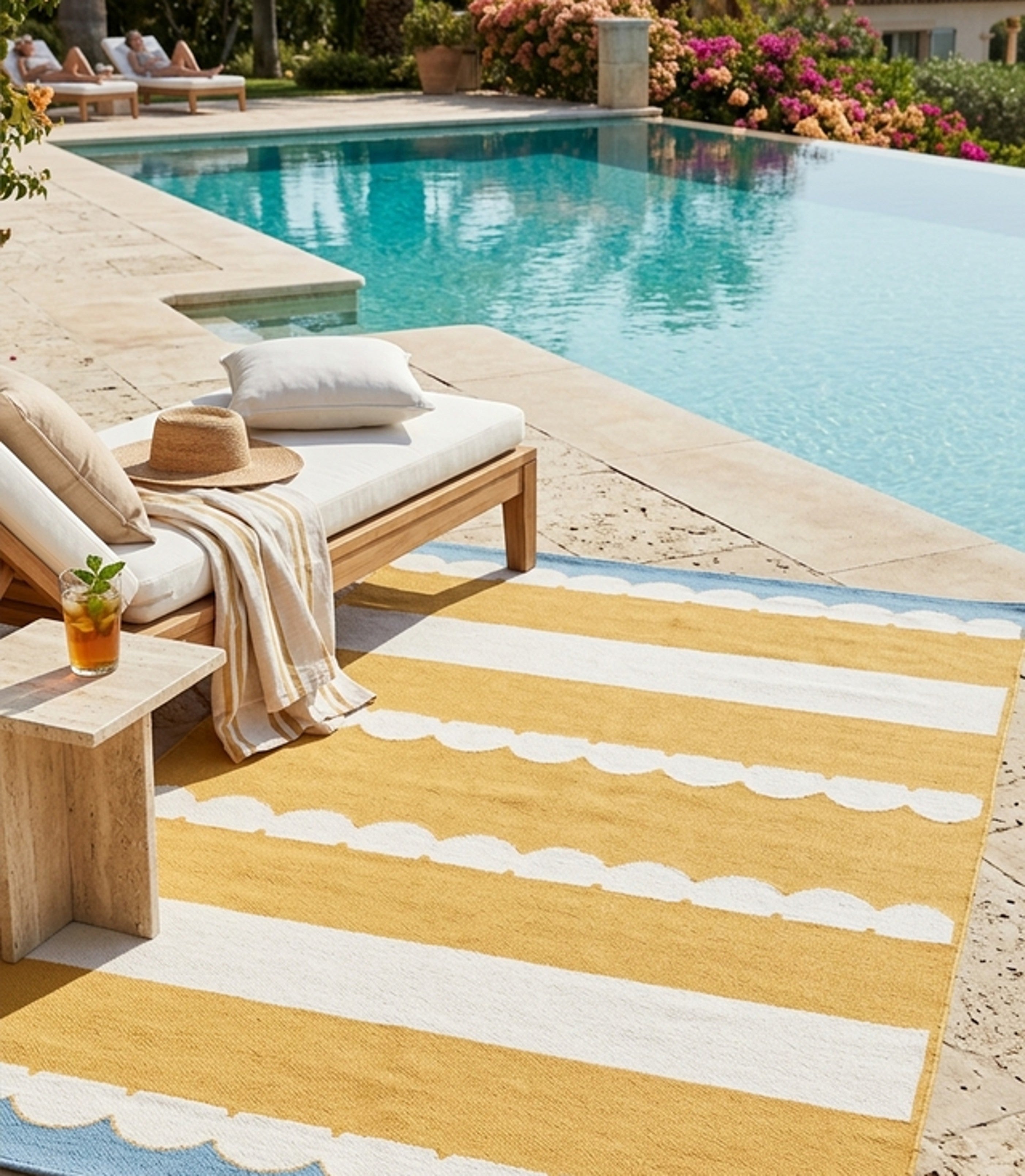 Stripes and plains outdoor rugs
